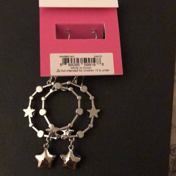 Betsey Johnson Silver Tone Shine Bright Crescent Moon Drop Earrings Crystal NWT - Picture 10 of 10